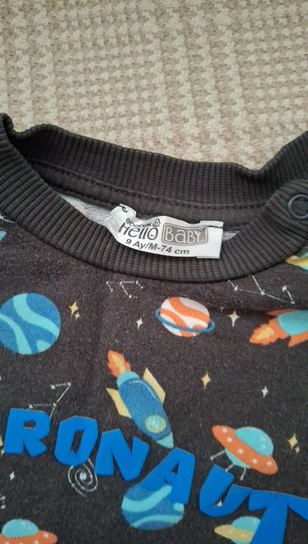 Uzay Temalı Erkek Çocuk Gri Sweatshirt - Görsel 2