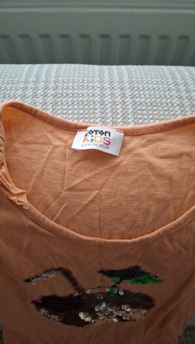 Turuncu Kız cocuk  Atlet kısa kol tişört - Görsel 2