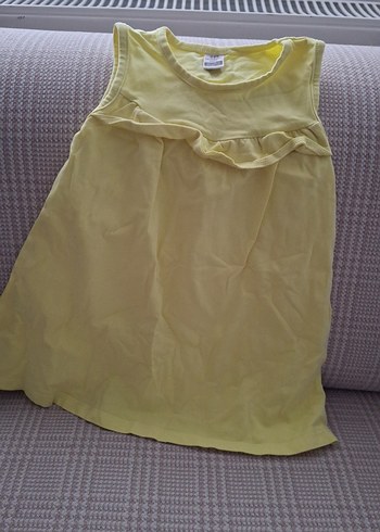 Kız Çocuk Sarı Fırfırlı Kolsuz elbise - Görsel 3