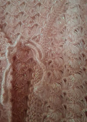 Pembe V Yaka Örgü Hamile Hırka - Görsel 3