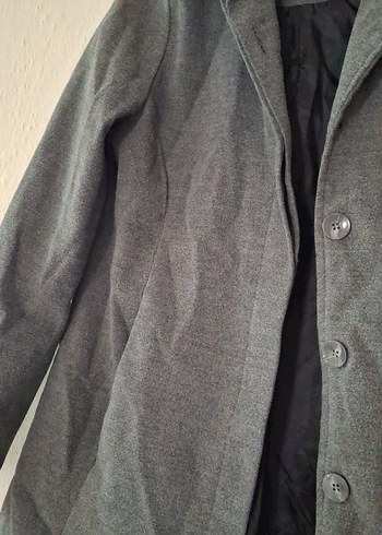 Düğmeli Gri kadın Kaban - Görsel 5