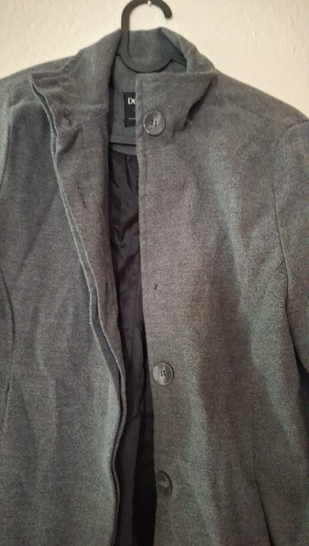 Düğmeli Gri kadın Kaban - Görsel 2