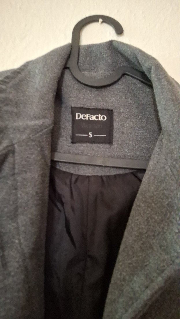 Düğmeli Gri kadın Kaban - Görsel 3