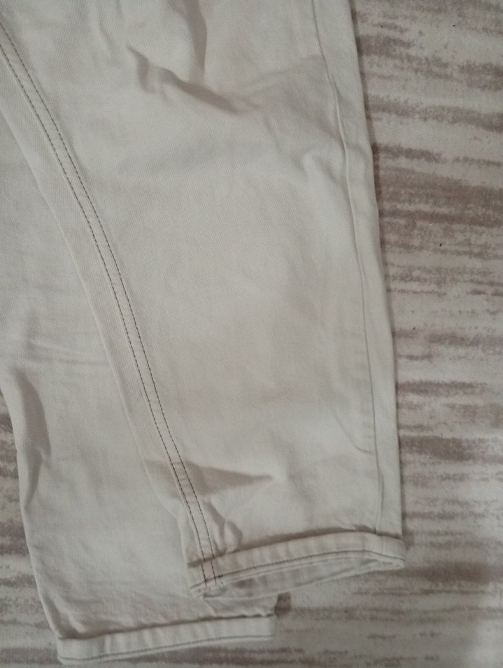 Detaylı Bej Keten Kadın Pantolon - Görsel 2