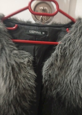 Gri Kadın Suni Kürk Midi Ceket - Görsel 2