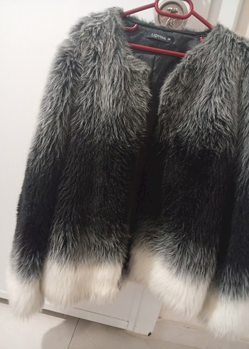 Gri Kadın Suni Kürk Midi Ceket - Görsel 7