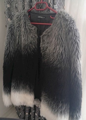 Gri Kadın Suni Kürk Midi Ceket - Görsel 8