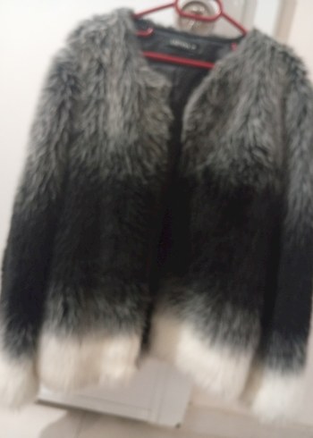 Gri Kadın Suni Kürk Midi Ceket - Görsel 6