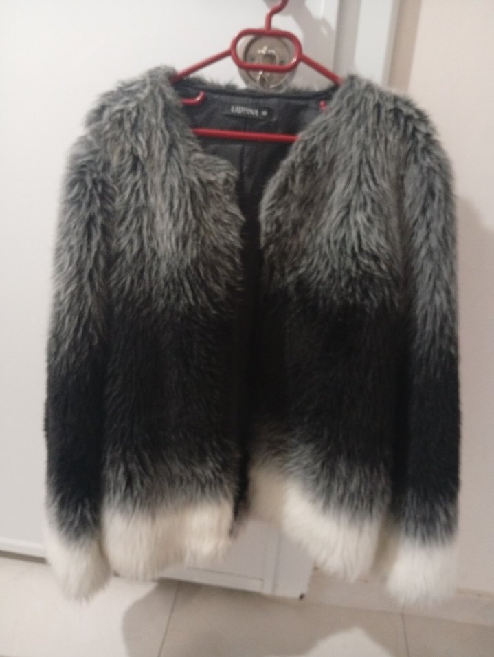 Gri Kadın Suni Kürk Midi Ceket - Görsel 5