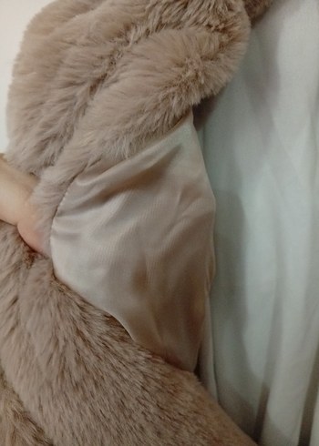 Kadın Bej Midi Boy Kürk Detaylı Kaban - Görsel 3