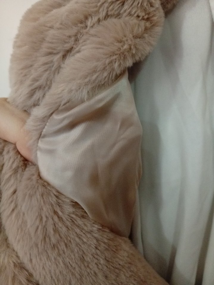 Kadın Bej Midi Boy Kürk Detaylı Kaban - Görsel 3