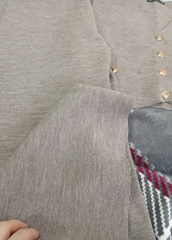 Düğmeli Gri kalın triko takım - Görsel 4