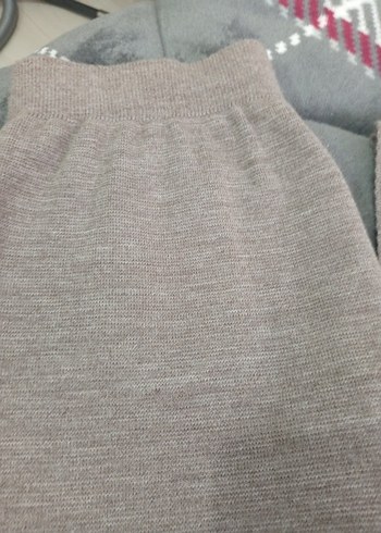 Düğmeli Gri kalın triko takım - Görsel 3