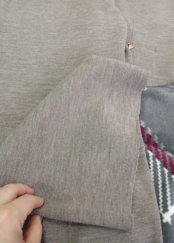 Düğmeli Gri kalın triko takım - Görsel 5