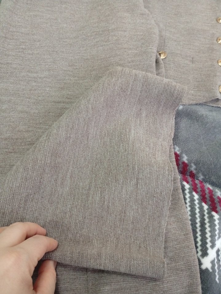 Düğmeli Gri kalın triko takım - Görsel 5