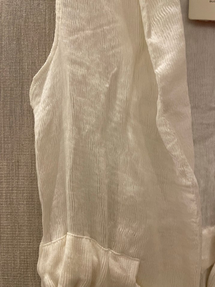 Kemerli Keten Mini Beyaz Kadın Yelek - Görsel 2