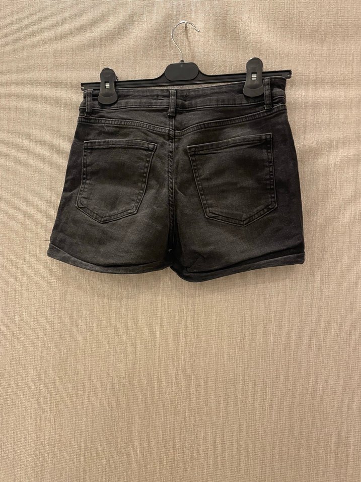 Siyah Mini Kot Şort - Görsel 3