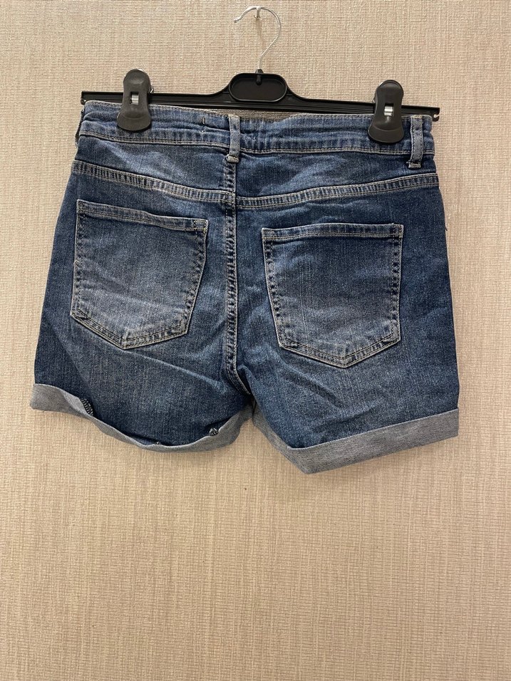 Kadın Lacivert Kot Şort - Görsel 3