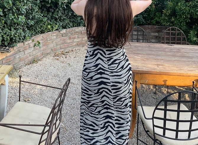 s Beden siyah Renk Zara zebra desenli elbise