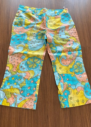 Bohem Çok Renkli kapri keten Pantolon - Görsel 2