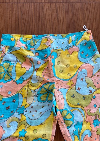 Bohem Çok Renkli kapri keten Pantolon - Görsel 3