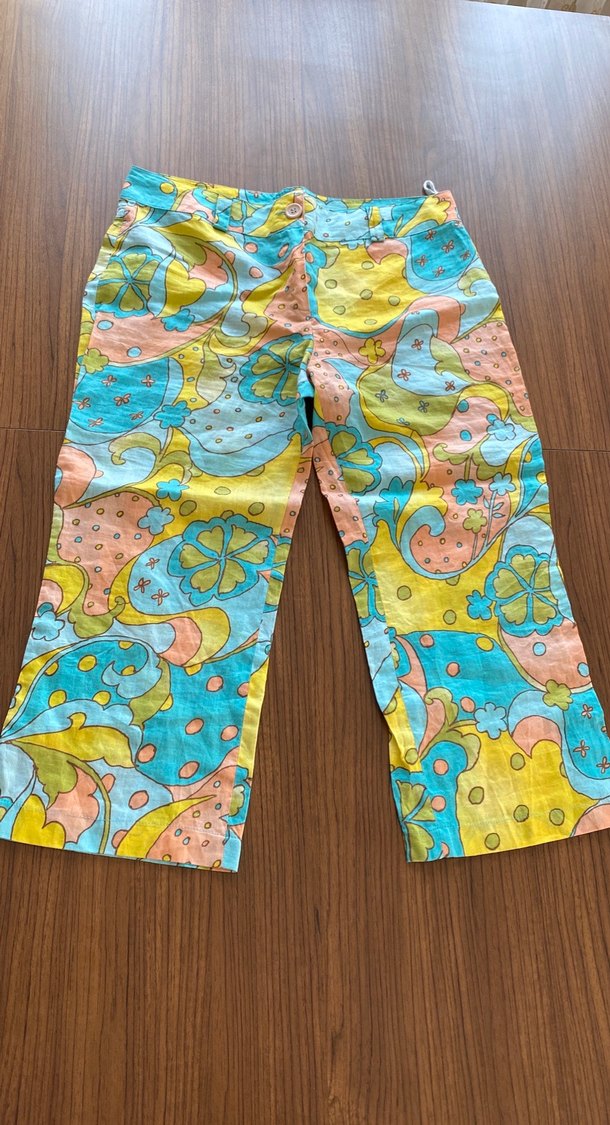 Bohem Çok Renkli kapri keten Pantolon - Görsel 2