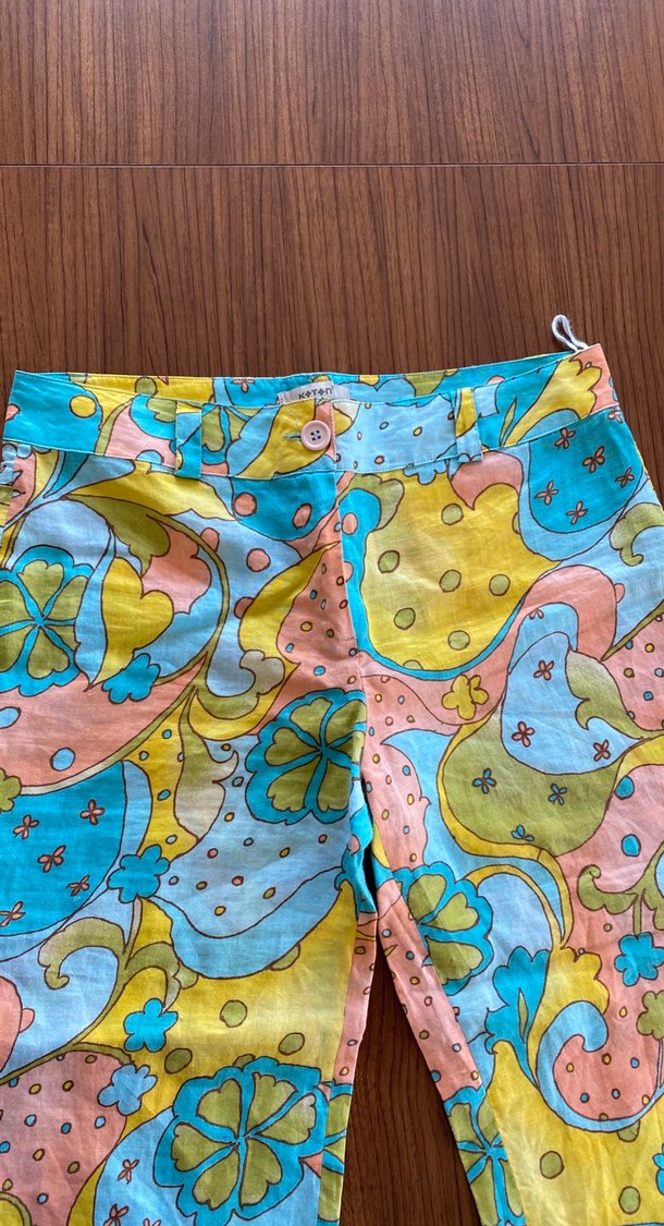 Bohem Çok Renkli kapri keten Pantolon - Görsel 3