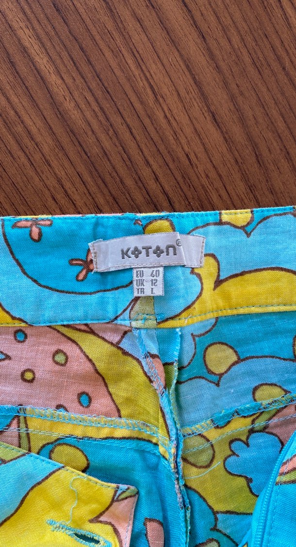 Bohem Çok Renkli kapri keten Pantolon - Görsel 5