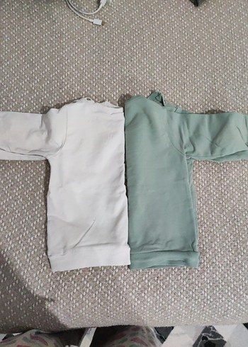 18-24 Ay Beden beyaz Renk Beyaz Pamuklu Erkek Çocuk Sweatshirt