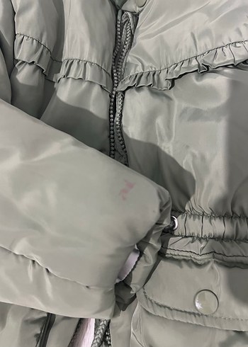 Kız Çocuk Yeşil Kapüşonlu Kürklü Mont - Görsel 3