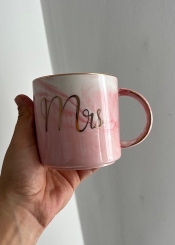 Gri Mermer Desenli Beyaz porselen Kupa - Görsel 4