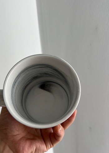 Gri Mermer Desenli Beyaz porselen Kupa - Görsel 3