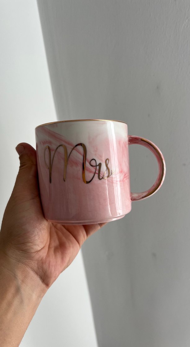 Gri Mermer Desenli Beyaz porselen Kupa - Görsel 4