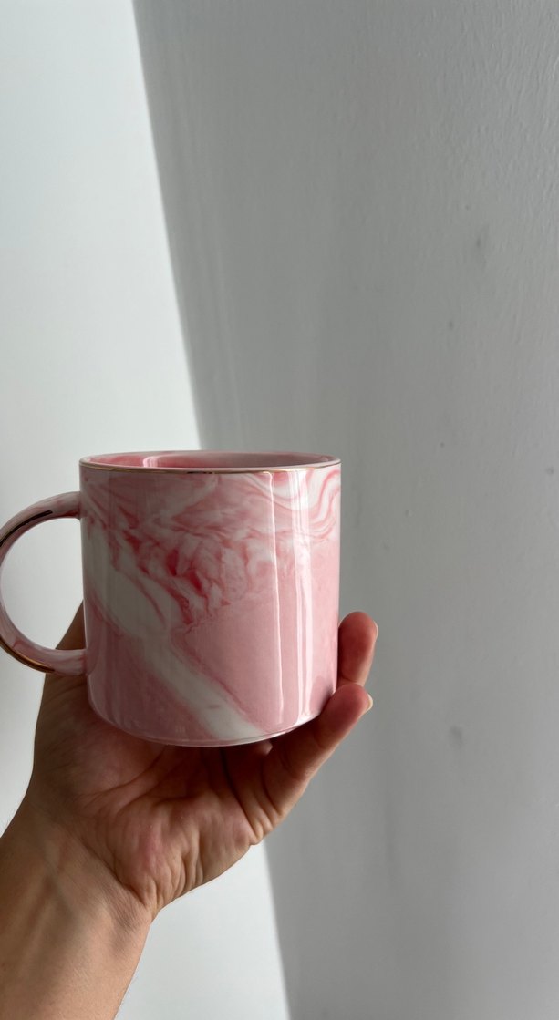 Gri Mermer Desenli Beyaz porselen Kupa - Görsel 5