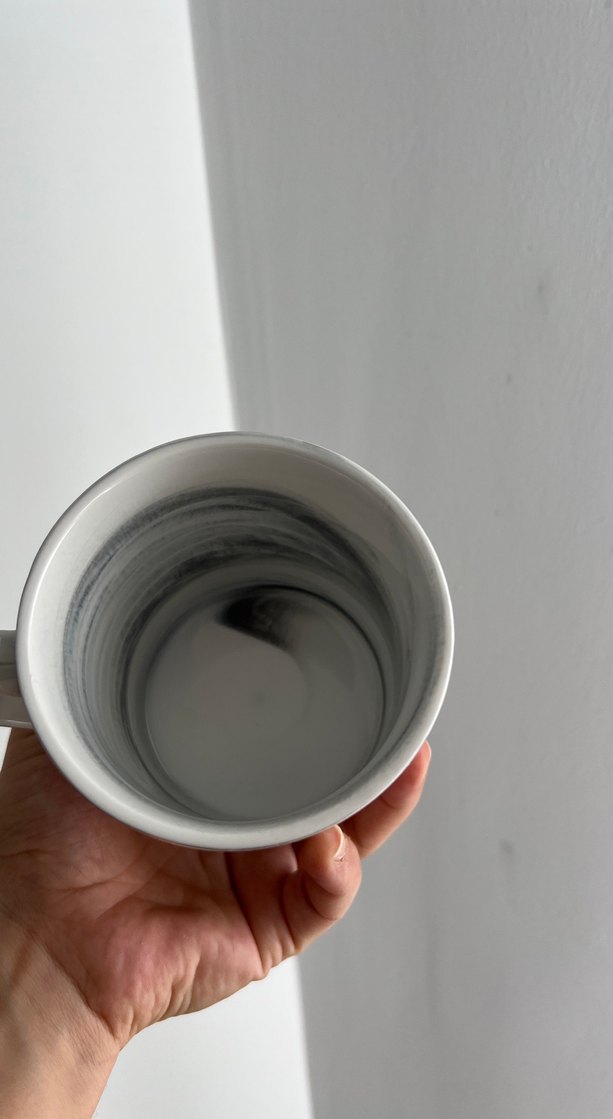 Gri Mermer Desenli Beyaz porselen Kupa - Görsel 3