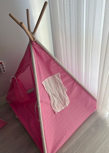 Pembe Çocuk Uyku Çadırı ve Yastık - Görsel 3