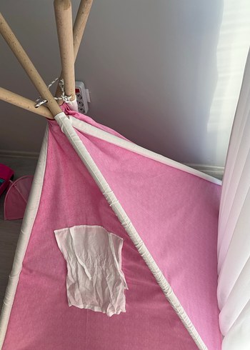 Pembe Çocuk Uyku Çadırı ve Yastık - Görsel 2