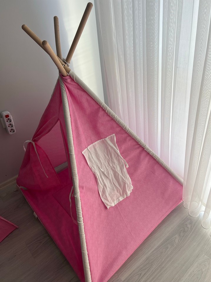 Pembe Çocuk Uyku Çadırı ve Yastık - Görsel 3