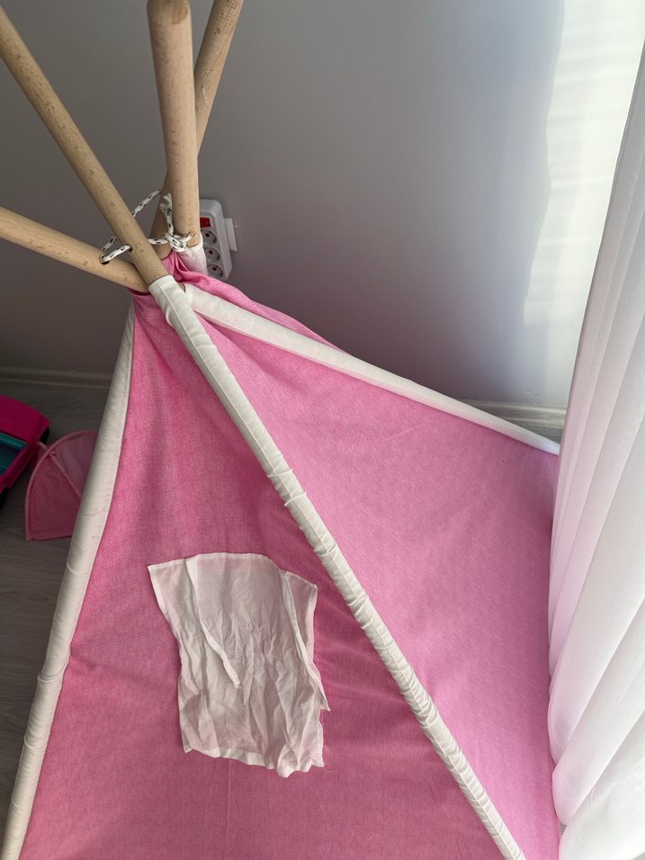 Pembe Çocuk Uyku Çadırı ve Yastık - Görsel 2