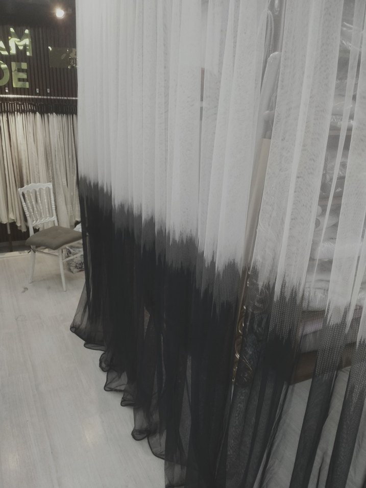 Çağdaş lacivert-Beyaz Düz Tül Perde kod 26 - Görsel 2