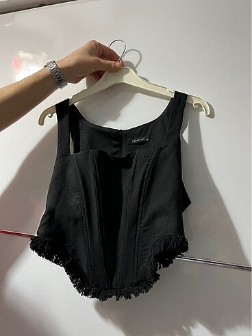 siyah korseli crop top