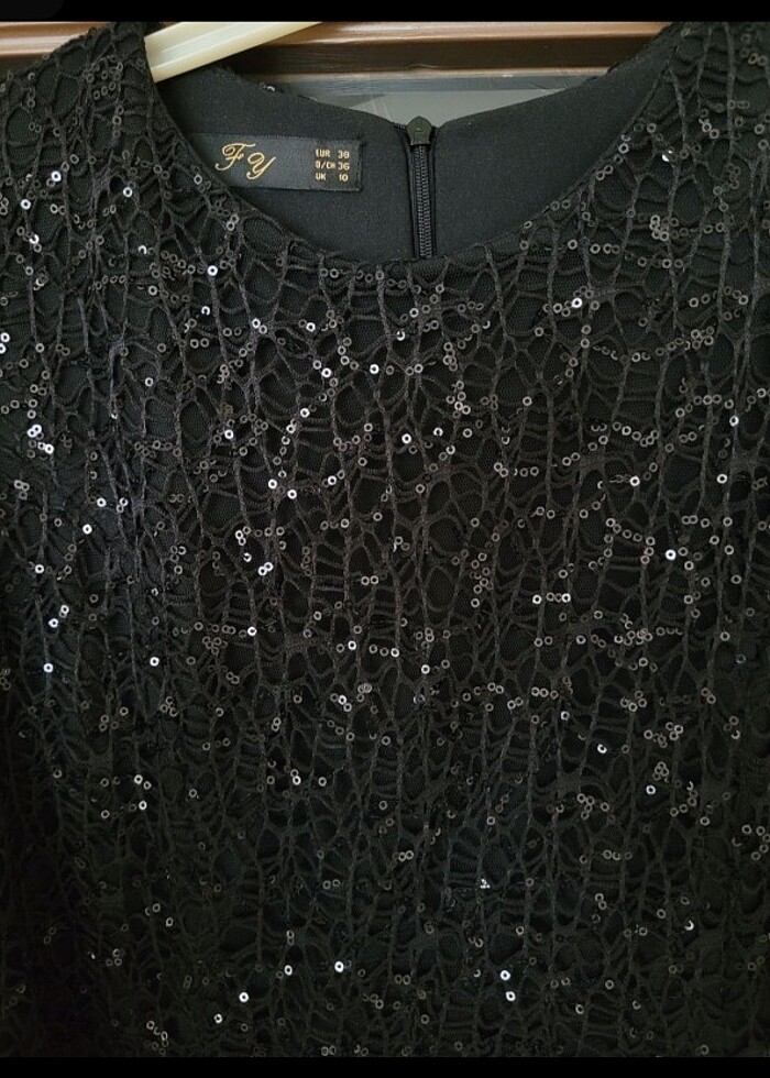 Eteği Kat Kat Üstü Pullu Abiye  - Görsel 3