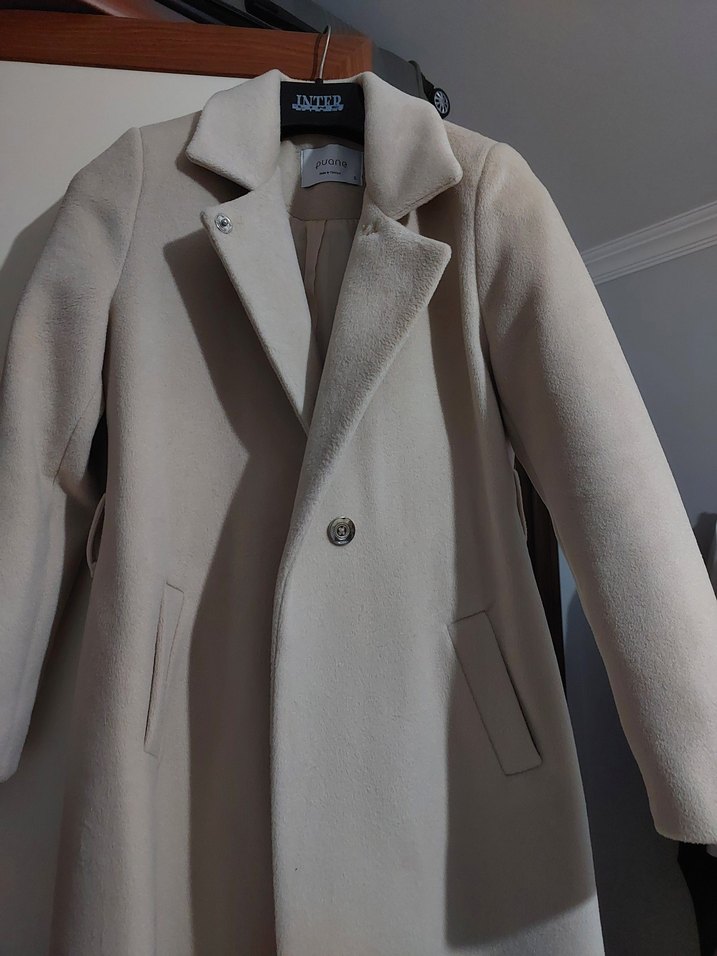 PUANE Tek Düğmeli Bilek Boy Kaşe Kaban - Görsel 3