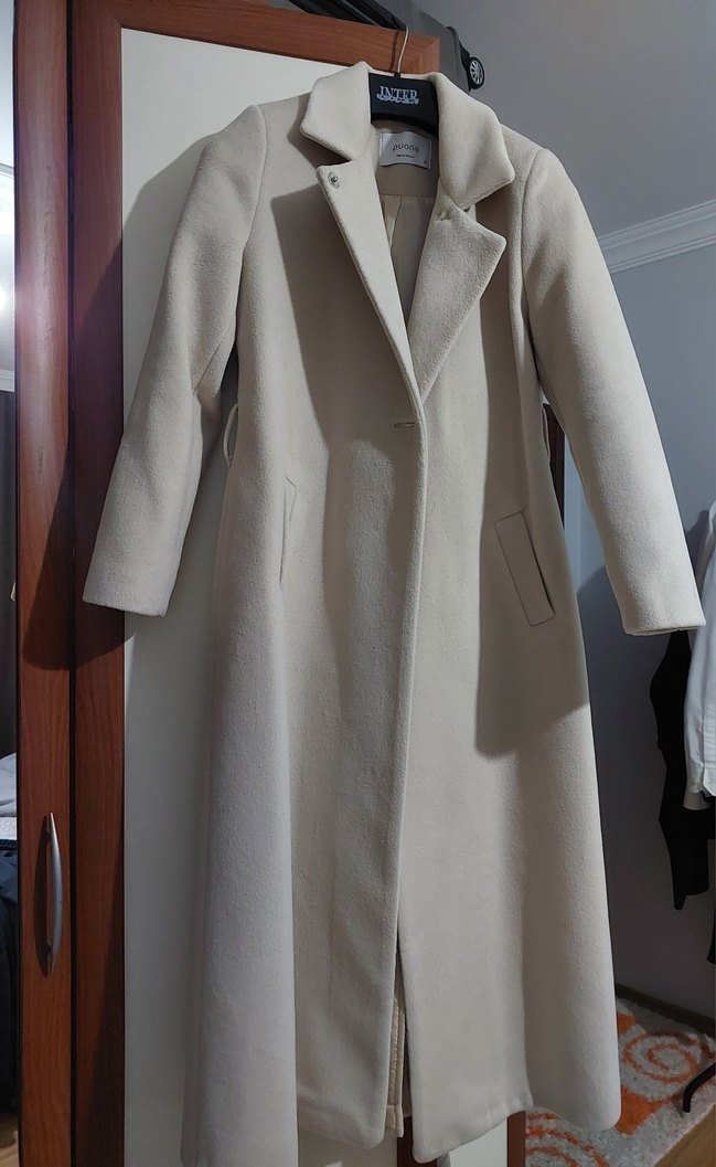 PUANE Tek Düğmeli Bilek Boy Kaşe Kaban - Görsel 4