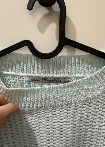 l Beden turkuaz Renk Gri Örgü Kadın Triko Sweatshirt