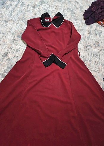 Bordo Uzun Kollu Salaş Elbise - Görsel 2