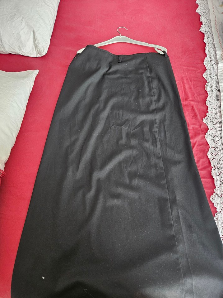 Drapeli Siyah Uzun Kadın Etek - Görsel 2