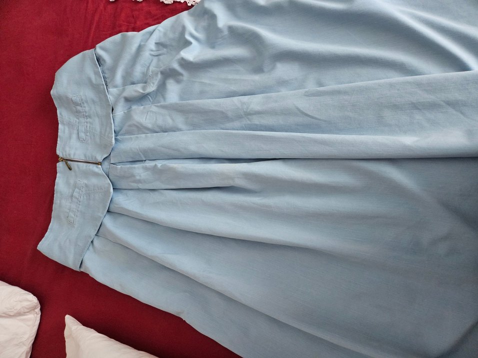 buz maviUzun Keten Salaş Etek - Görsel 2