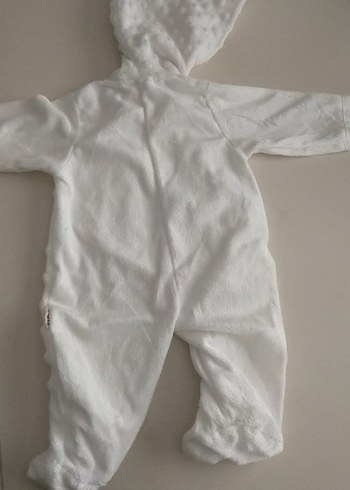 Kapüşonlu Beyaz Bebek Kız Tulumu - Görsel 2
