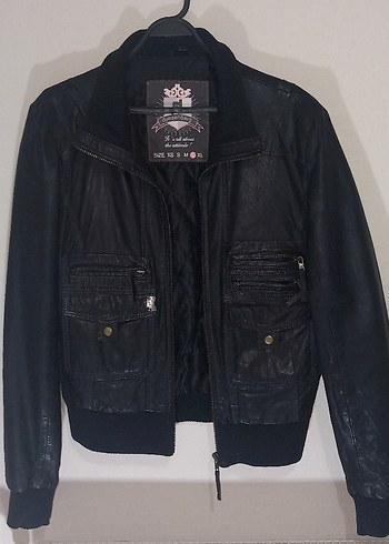 Kadın Siyah Deri Biker Ceket - Görsel 2